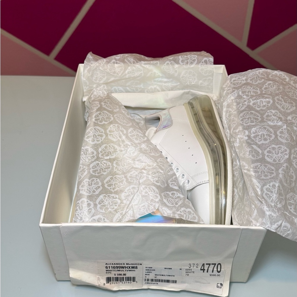 Alexander McQueen Women Oversized Sneakers - White and Iridescent - Picture 2 of 4